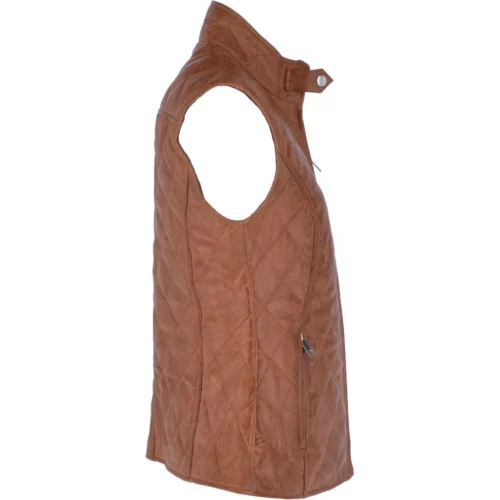 Diamond Quilted Leather Gilet Cognac : Hampton 9 Diamond Quilted Leather Gilet Cognac : Hampton -The Bridge Store diamond quilted leather gilet cognac hampton p2594 11440 image