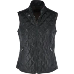 Diamond Quilted Leather Gilet Green : Hampton