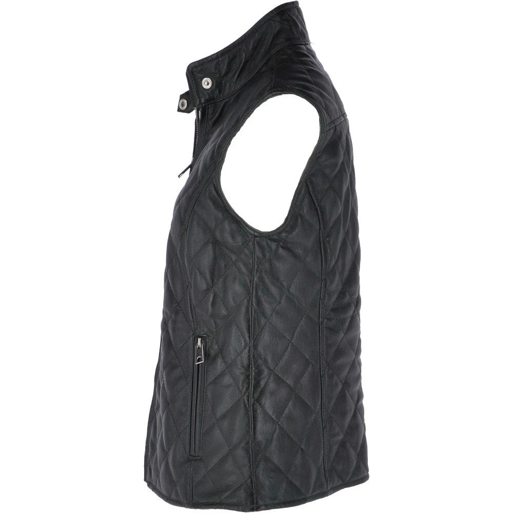 Diamond Quilted Leather Gilet Green : Hampton 4 Diamond Quilted Leather Gilet Green : Hampton - Image 2