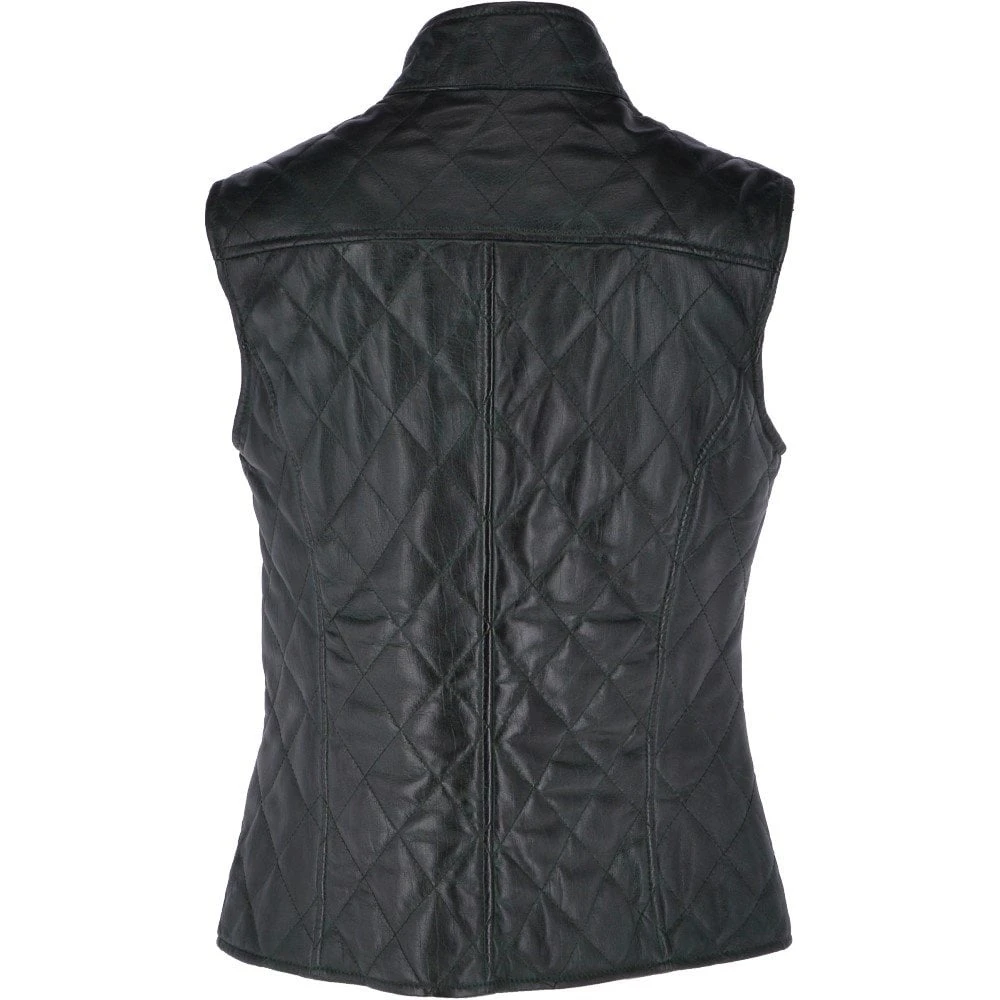 Diamond Quilted Leather Gilet Green : Hampton 5 Diamond Quilted Leather Gilet Green : Hampton - Image 3