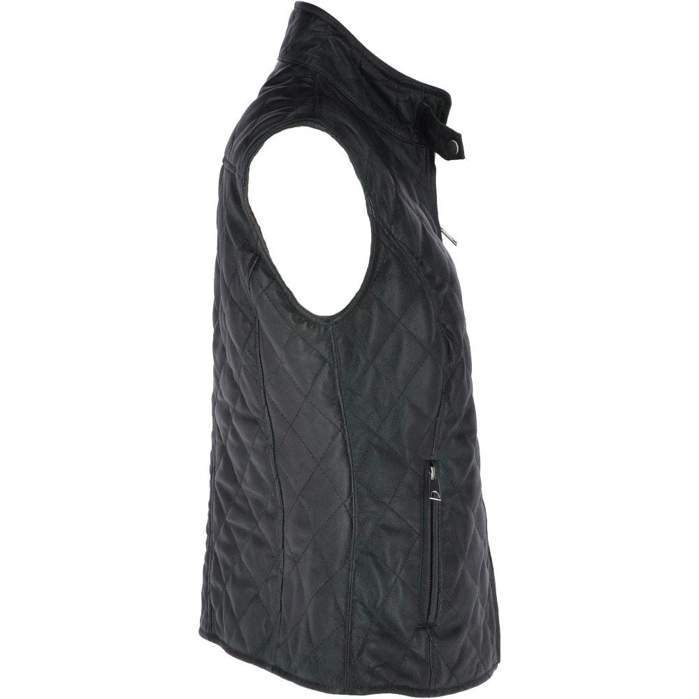 Diamond Quilted Leather Gilet Green : Hampton 6 Diamond Quilted Leather Gilet Green : Hampton - Image 4