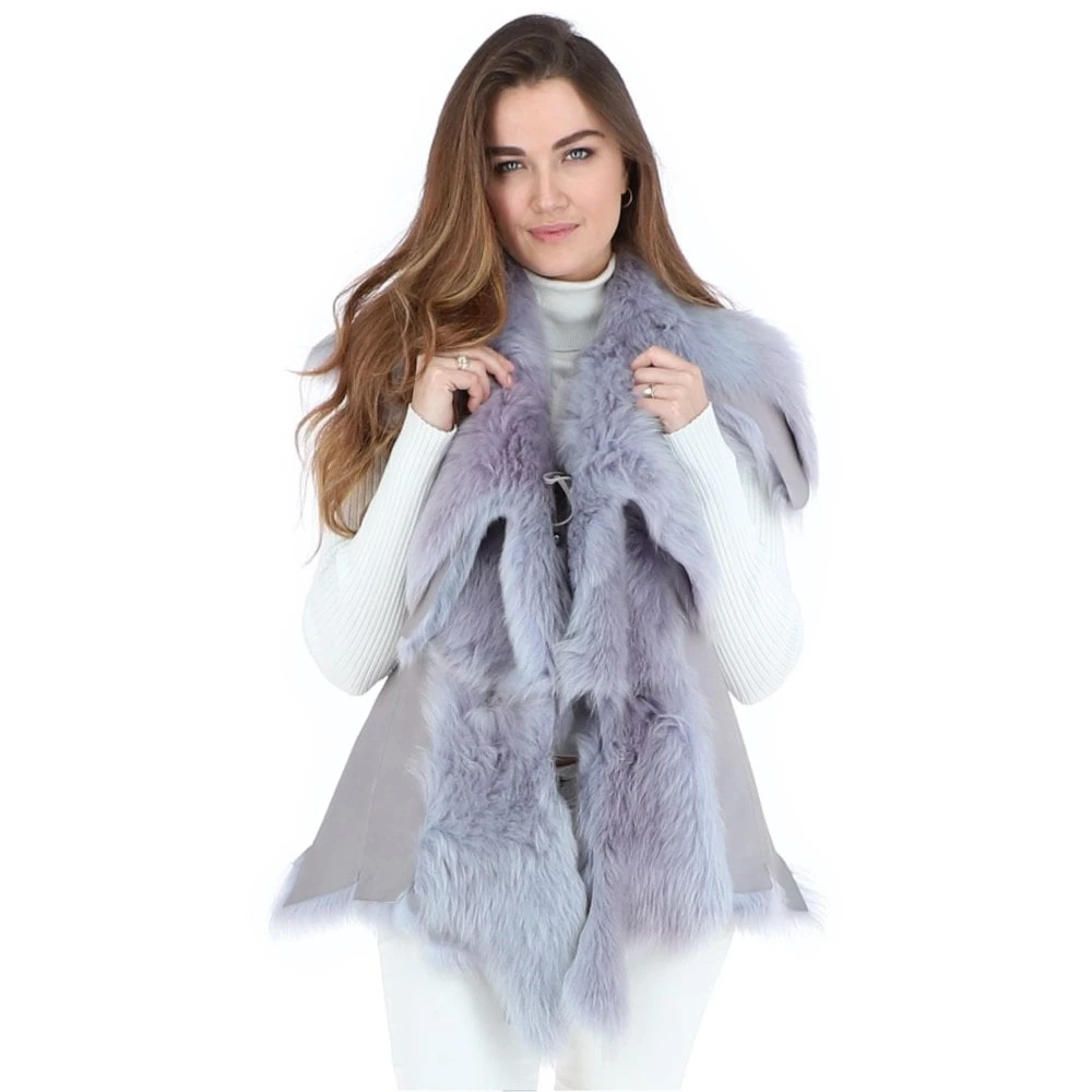 Double Collar Leather Gilet Lilac Orchid : Pegasus 4 Double Collar Leather Gilet Lilac Orchid : Pegasus - Image 2