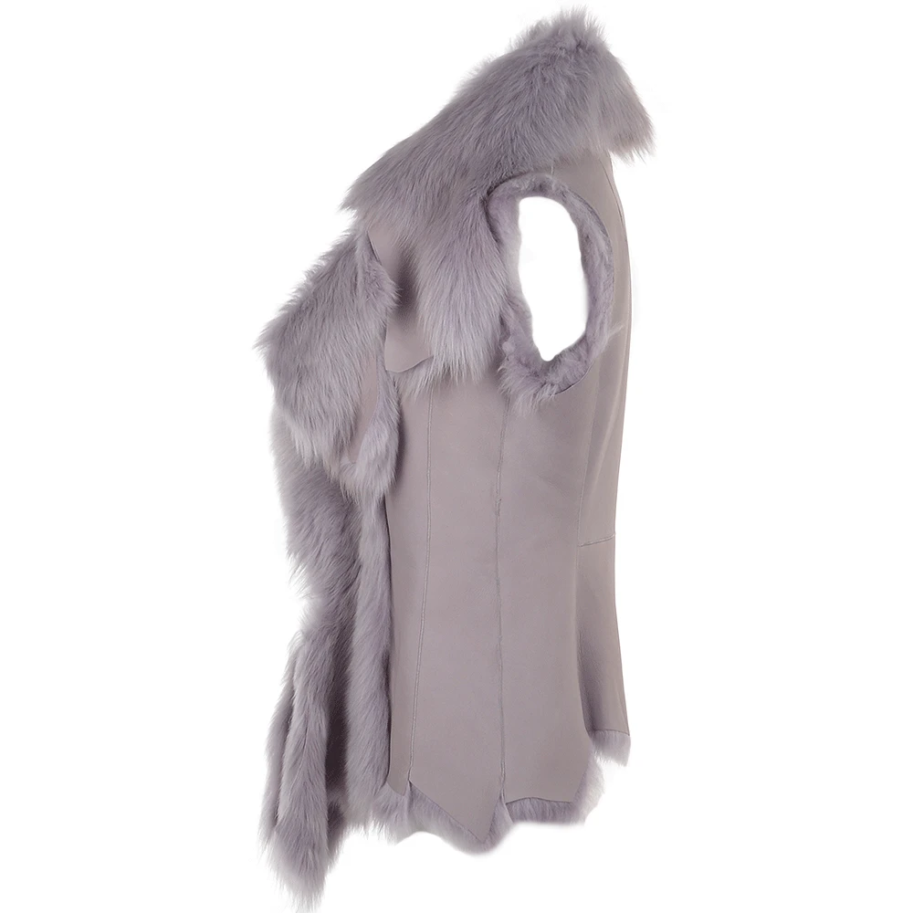 Double Collar Leather Gilet Lilac Orchid : Pegasus 5 Double Collar Leather Gilet Lilac Orchid : Pegasus - Image 3