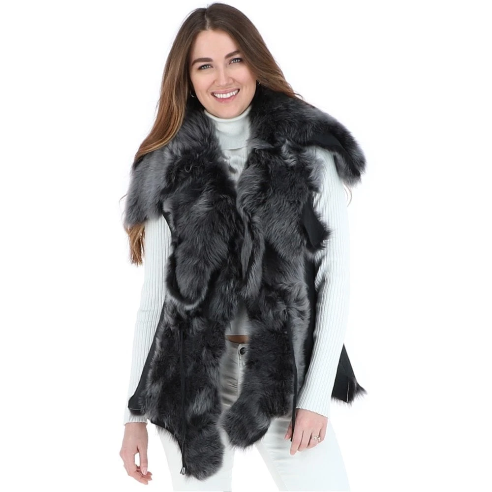 Double Collar Suede Leather Gilet Black/brissa : Pegasus 4 Double Collar Suede Leather Gilet Black/brissa : Pegasus - Image 2