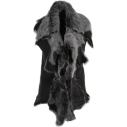 Double Collar Suede Leather Gilet Black/brissa : Pegasus