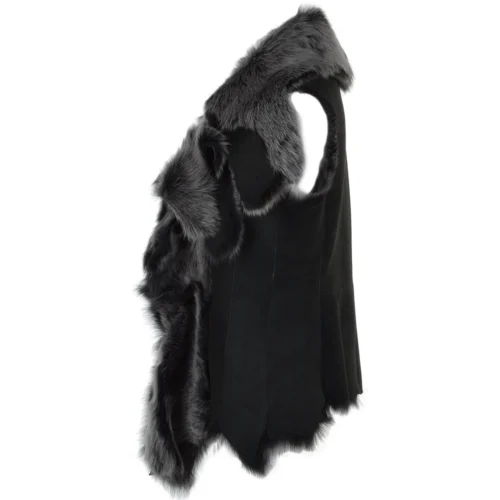 Double Collar Suede Leather Gilet Black/brissa : Pegasus -The Bridge Store double collar suede leather gilet black brissa pegasus p1533 6860 image