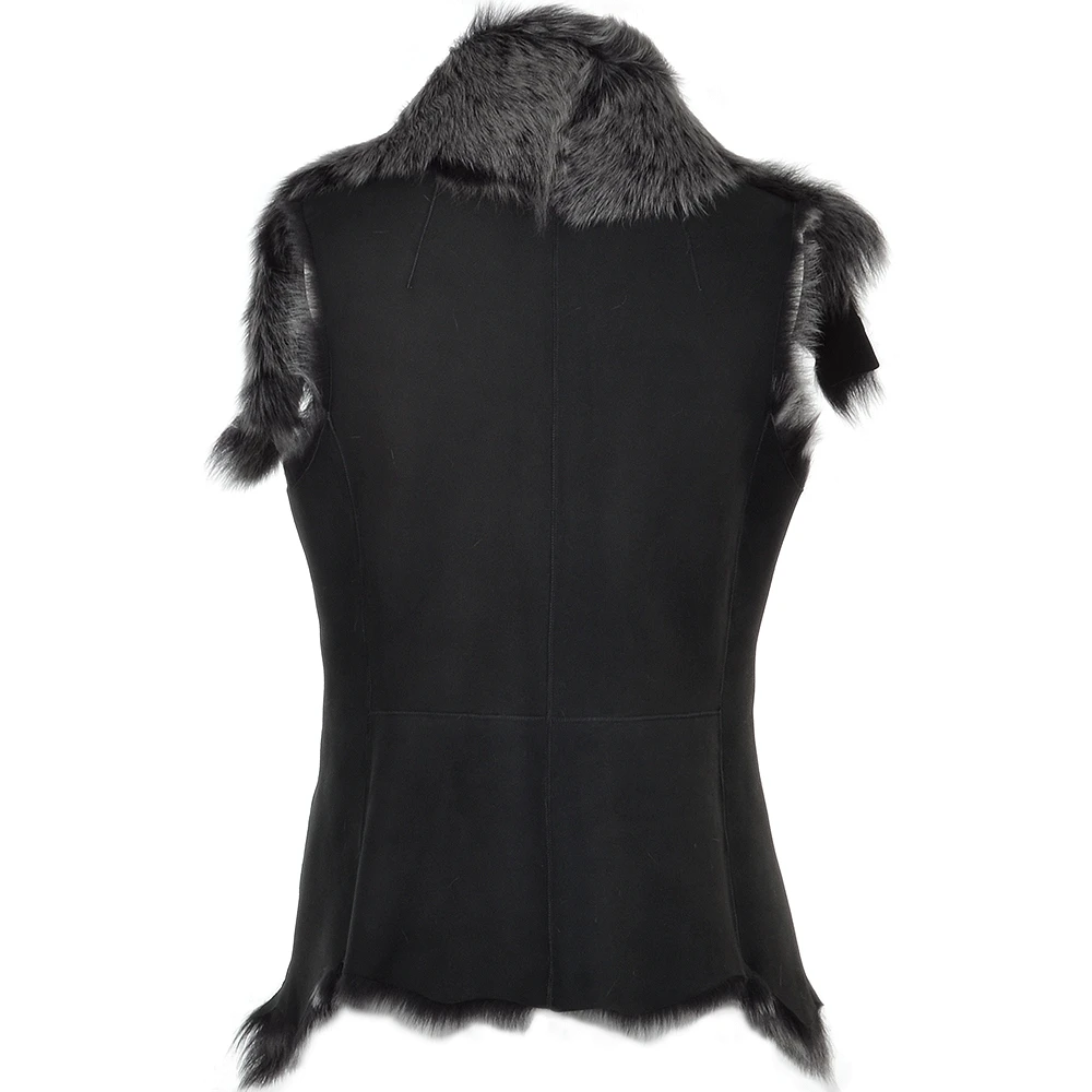 Double Collar Suede Leather Gilet Black/brissa : Pegasus 6 Double Collar Suede Leather Gilet Black/brissa : Pegasus - Image 4