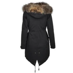 Hooded Fox Fur Parka With Detachable Raccoon Fur Trim Lining Black : Braemar -Default Template 2 hooded fox fur parka with detachable raccoon fur trim lining black braemar p1440 6518 image