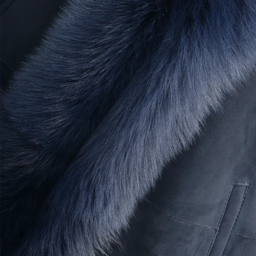 Hooded Long Suede Toscana Gilet Ombre Blue : Mariana -The Bridge Store hooded long suede toscana gilet ombre blue mariana p1309 5701 image