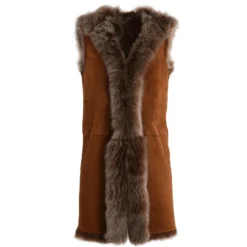 Hooded Long Suede Toscana Gilet Whisky: Mariana