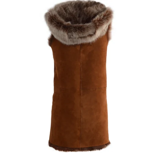 Hooded Long Suede Toscana Gilet Whisky: Mariana -The Bridge Store hooded long suede toscana gilet whisky mariana p1353 5828 image