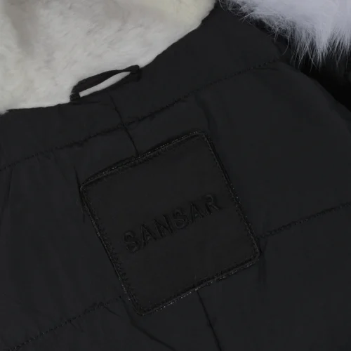 Hooded Toscana Tipped Fur Parka With Detachable Fur Trim Lining Black/white : Kaylee -The Bridge Store hooded toscana tipped fur parka with detachable fur trim lining black white kaylee p1432 6206 image