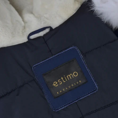 Hooded Toscana Tipped Fur Parka With Detachable Fur Trim Lining Blue/white : Kaylee -The Bridge Store hooded toscana tipped fur parka with detachable fur trim lining blue white kaylee p1433 6211 image