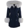 Hooded Toscana Tipped Fur Parka With Detachable Fur Trim Lining Blue/white : Kaylee -Default Template 2 hooded toscana tipped fur parka with detachable fur trim lining blue white kaylee p1433 6257 image