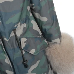 Hooded Toscana Tipped Military Parka With Detachable Fur Trim Lining Khaki/beige : Kaylee -Default Template 2 hooded toscana tipped military parka with detachable fur trim lining khaki beige kaylee p1429 6185 image