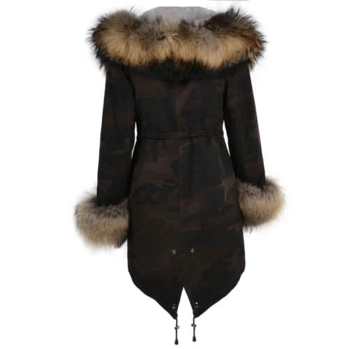 Hooded Toscana Tipped Military Parka With Detachable Fur Trim Lining Khaki Green/ Brown : Kaylee 9 Hooded Toscana Tipped Military Parka With Detachable Fur Trim Lining Khaki Green/ Brown : Kaylee -The Bridge Store hooded toscana tipped military parka with detachable fur trim lining khaki green brown kaylee p1430 6254 image