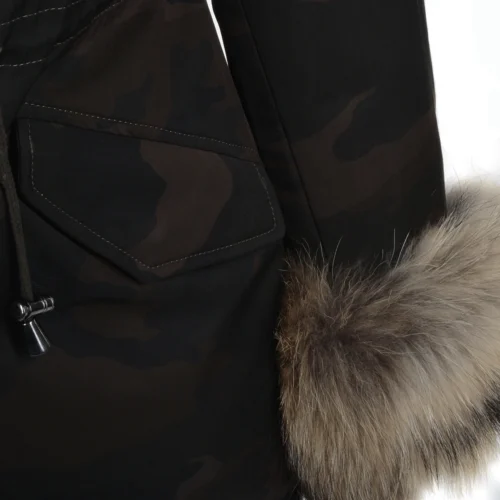 Hooded Toscana Tipped Military Parka With Detachable Fur Trim Lining Khaki Green/ Brown : Kaylee 10 Hooded Toscana Tipped Military Parka With Detachable Fur Trim Lining Khaki Green/ Brown : Kaylee -The Bridge Store hooded toscana tipped military parka with detachable fur trim lining khaki green brown kaylee p1430 6255 image