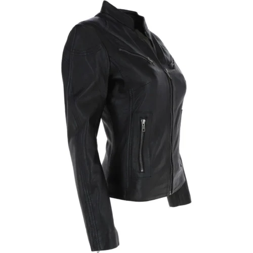 Ladies Leather Biker Jacket Black : Enya -The Bridge Store ladies leather biker jacket black enya p3965 17037 image