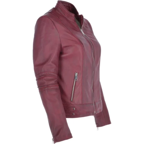Ladies Leather Biker Jacket Bordeaux : Lillian 9 Ladies Leather Biker Jacket Bordeaux : Lillian -The Bridge Store ladies leather biker jacket bordeaux lillian p3414 14923 image