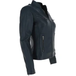 Ladies Leather Biker Jacket Navy : Enya -Default Template 2 ladies leather biker jacket navy enya p3967 17045 image