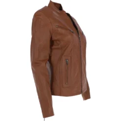 Ladies Leather Biker Jacket Tan : Enya -Default Template 2 ladies leather biker jacket tan enya p3969 17053 image