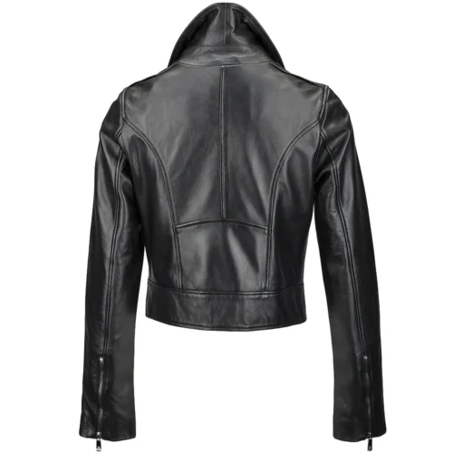 Ladies Short Vegetable Tanned Leather Biker Jacket Black : Jenner -The Bridge Store ladies short vegetable tanned leather biker jacket black jenner p2291 10487 image