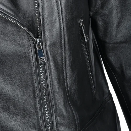 Ladies Short Vegetable Tanned Leather Biker Jacket Black : Jenner -The Bridge Store ladies short vegetable tanned leather biker jacket black jenner p2291 10488 image