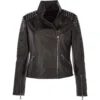 Ladies Vegetable Tanned Leather Studded Biker Jacket Black : Osha -Default Template 2 ladies vegetable tanned leather studded biker jacket black osha p3218 14185 image