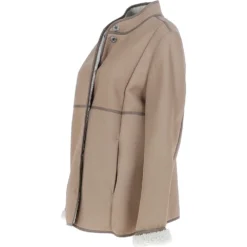 Lamb Shearling Mandarin Collar Jacket Beige : Liane -Default Template 2 lamb shearling mandarin collar jacket beige liane p7346 26929 image