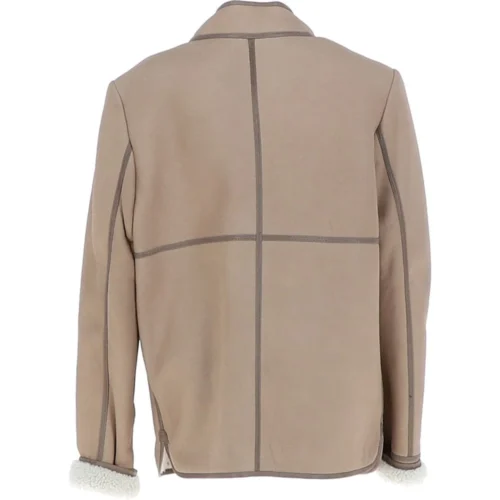 Lamb Shearling Mandarin Collar Jacket Beige : Liane -The Bridge Store lamb shearling mandarin collar jacket beige liane p7346 26930 image