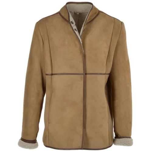 Lamb Shearling Mandarin Collar Jacket Honey : Liane