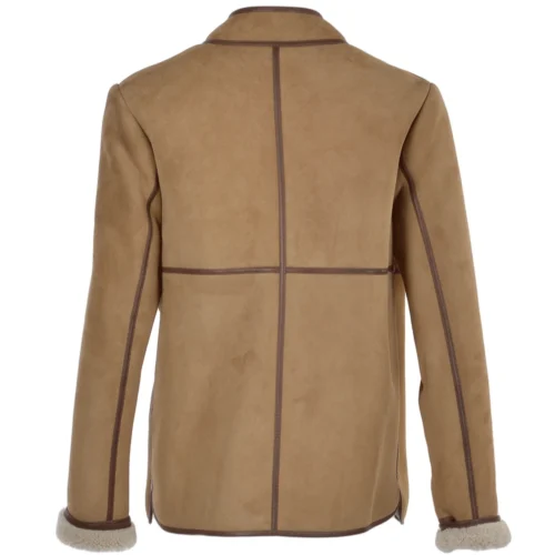 Lamb Shearling Mandarin Collar Jacket Honey : Liane -The Bridge Store lamb shearling mandarin collar jacket honey liane p1495 6871 image