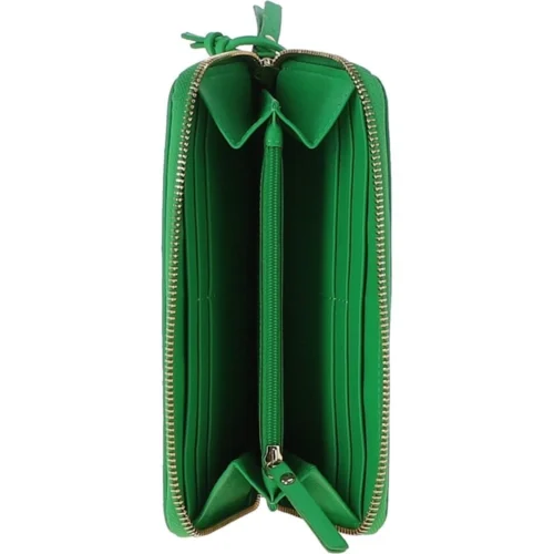 Large Quilted Leather Zip Around Note And Coin Purse Green: QLP