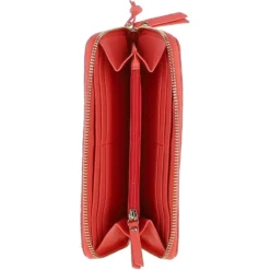 Large Quilted Leather Zip Around Note And Coin Purse Salmon: QLP