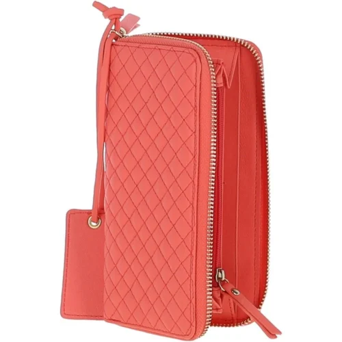 Large Quilted Leather Zip Around Note And Coin Purse Salmon: QLP 9 Large Quilted Leather Zip Around Note And Coin Purse Salmon: QLP -The Bridge Store large quilted leather zip around note and coin purse salmon qlp p5341 19357 image