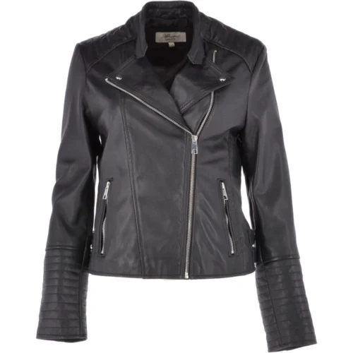 Leather Biker Jacket Black : Casey