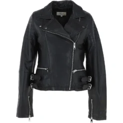 Leather Biker Jacket Black: Medusa