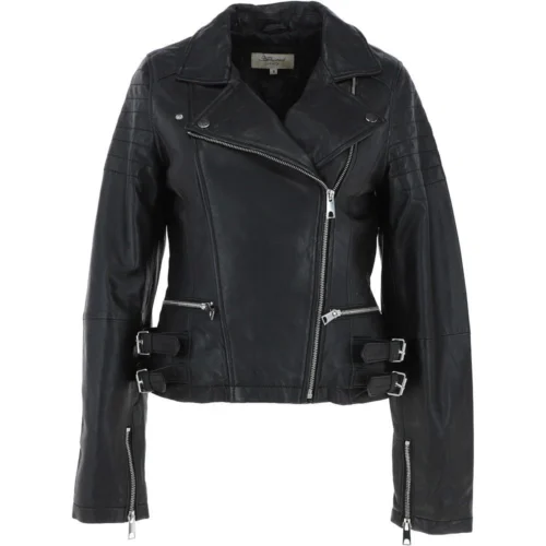 Leather Biker Jacket Black: Medusa