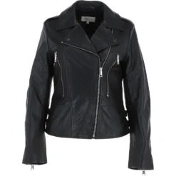 Leather Biker Jacket Black: Meghan