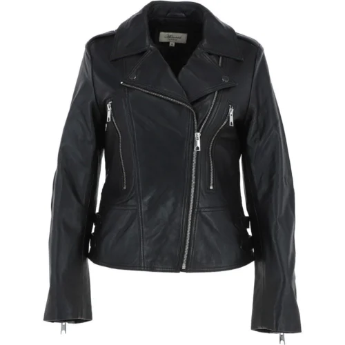 Leather Biker Jacket Black: Meghan