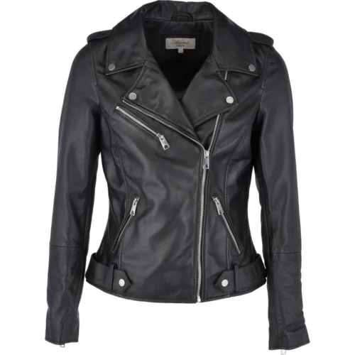 Leather Biker Jacket Black : Scarlett