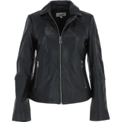 Leather Biker Jacket Black : Zoey
