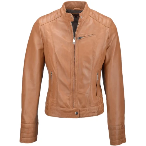 Leather Biker Jacket Cognac : Essen