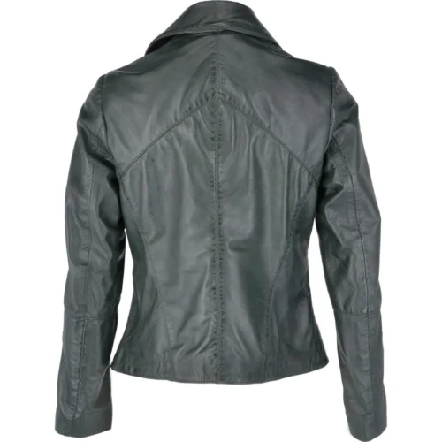 Leather Biker Jacket Green : Zoey 8 Leather Biker Jacket Green : Zoey -The Bridge Store leather biker jacket green zoey p2482 11399 image