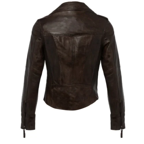 Leather Biker Jacket Mid Brown/ Nap : Britney -The Bridge Store leather biker jacket mid brown nap britney p3010 13232 image