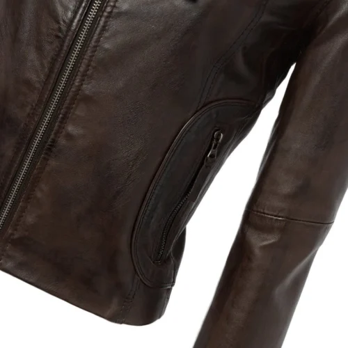 Leather Biker Jacket Mid Brown/ Nap : Britney -The Bridge Store leather biker jacket mid brown nap britney p3010 13233 image