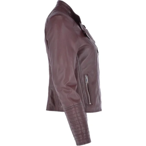 Leather Biker Jacket Oxblood : Casey -The Bridge Store leather biker jacket oxblood casey p3074 13439 image