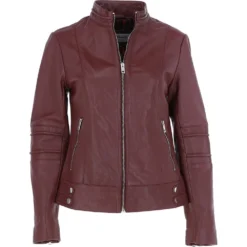 Leather Biker Jacket Oxblood : Lillian