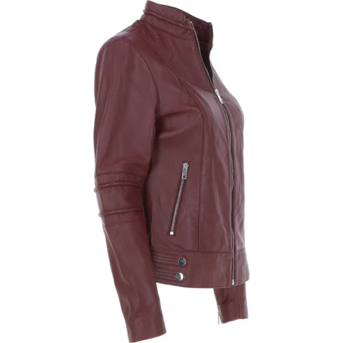 Leather Biker Jacket Oxblood : Lillian 9 Leather Biker Jacket Oxblood : Lillian -The Bridge Store leather biker jacket oxblood lillian p3068 27519 image