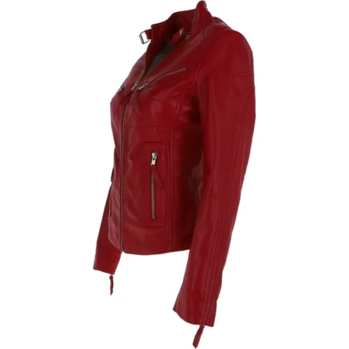Leather Biker Jacket Red : Lola -The Bridge Store leather biker jacket red lola p3946 16983 image